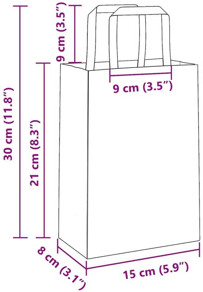 Popieriniai maišeliai 250vnt. su rankenomis geltonos 15x8x21 cm