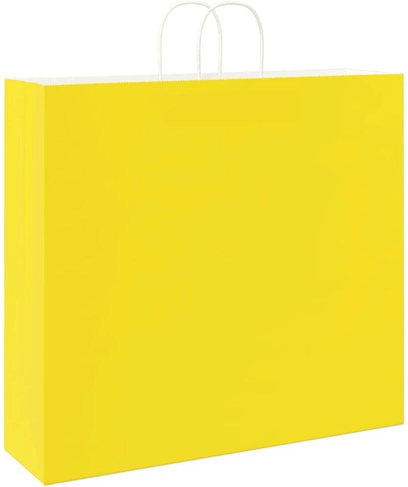 Popieriniai maišeliai 250vnt. su rankenomis geltonos 54x15x49cm