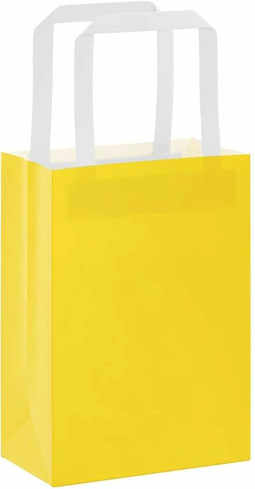 Popieriniai maišeliai 250vnt. su rankenomis geltonos 15x8x21 cm