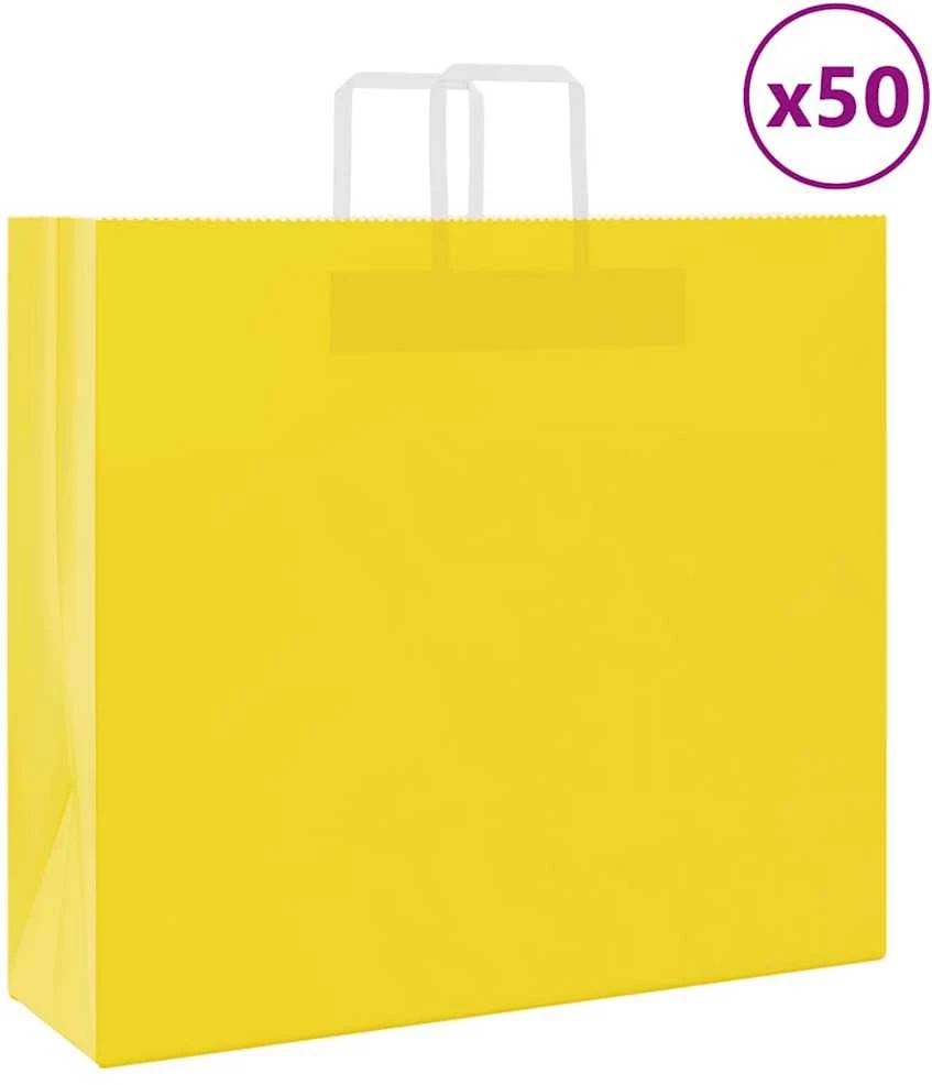 Popieriniai maišeliai 50vnt. su rankenomis, geltonos 54x15x49cm