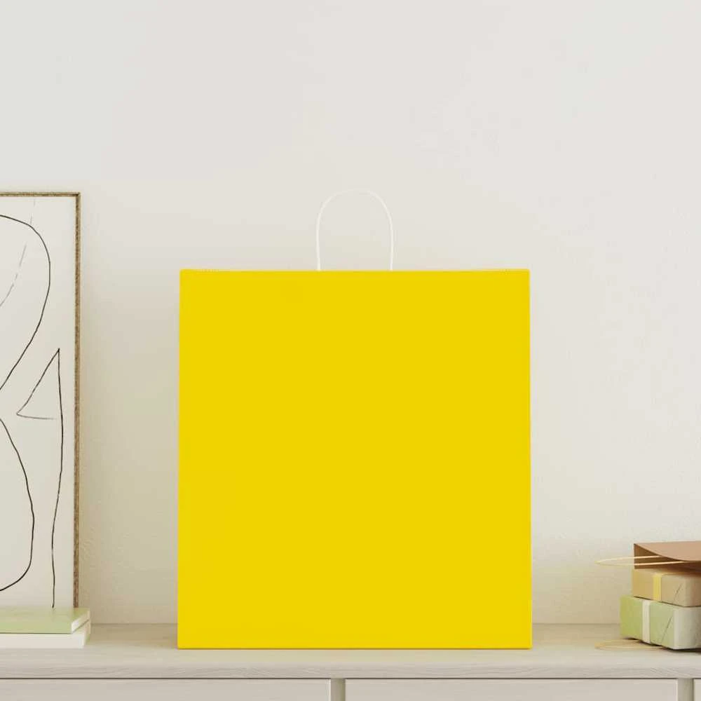Popieriniai maišeliai 50vnt. su rankenomis, geltonos 45x17x48cm