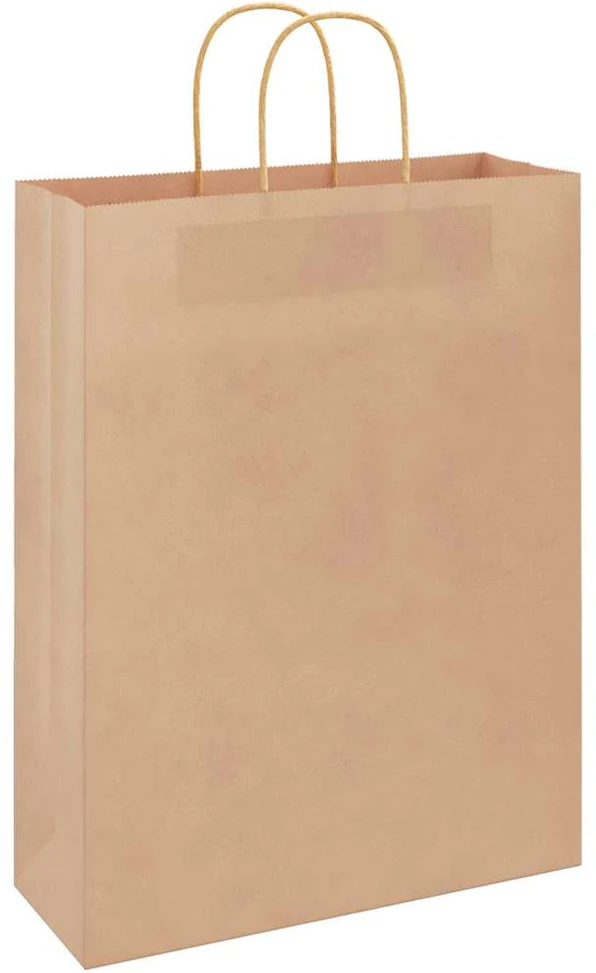 Popieriniai maišeliai, 50vnt., su rankenomis, rudos, 32x12x42cm