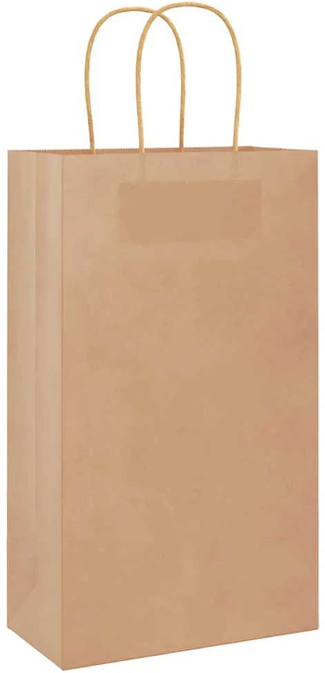 Popieriniai maišeliai, 50vnt., su rankenomis, rudos, 21x11x36cm