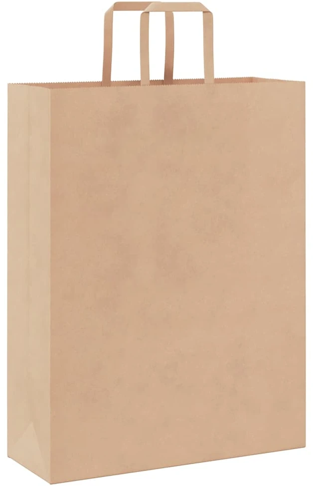 Popieriniai maišeliai, 50vnt., su rankenomis, rudos, 32x12x42cm