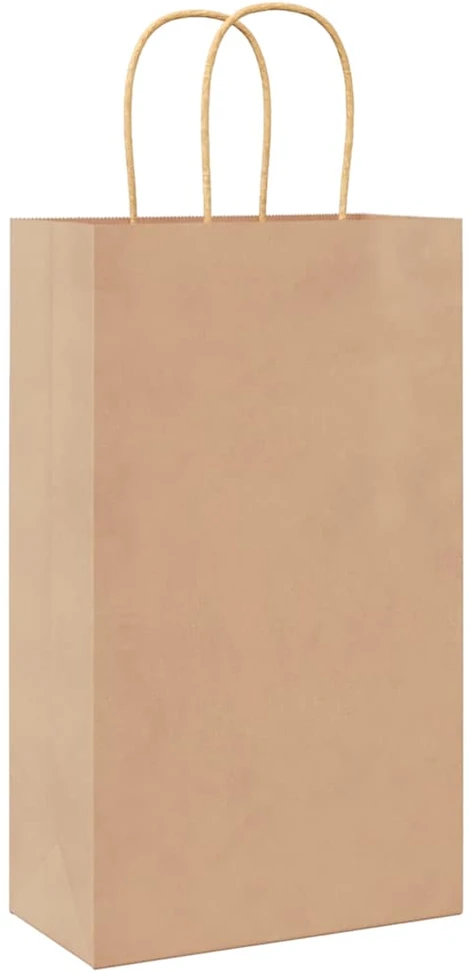 Popieriniai maišeliai, 50vnt., su rankenomis, rudos, 21x11x36cm