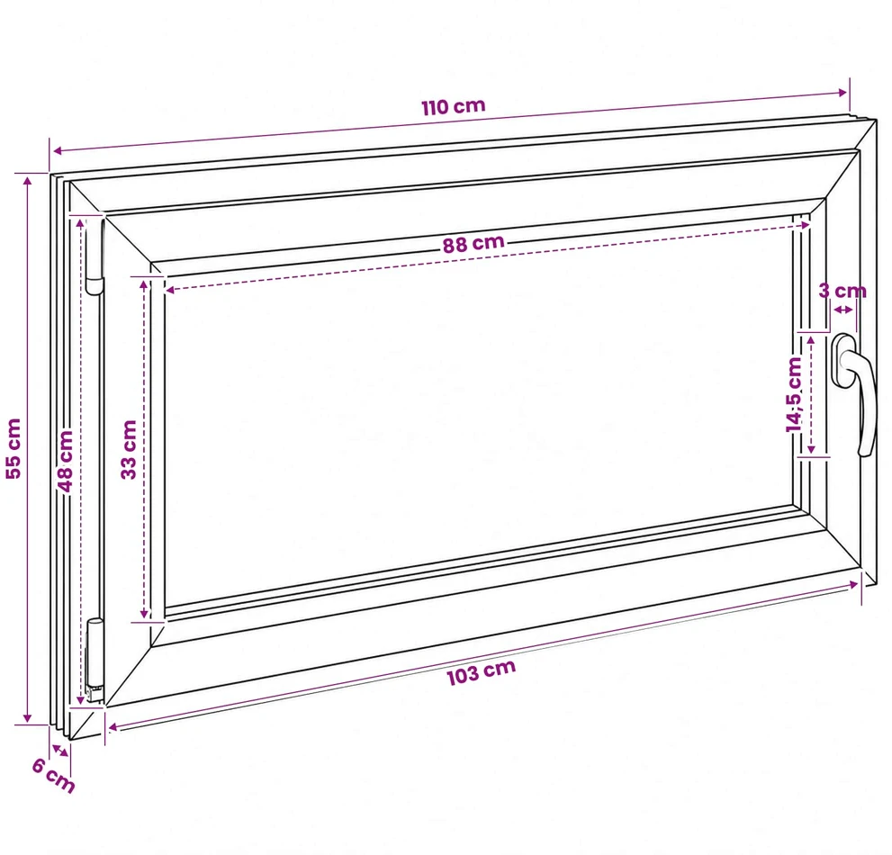 Požeminio lango RISOR 110 x 55 cm PVC ir stiklas