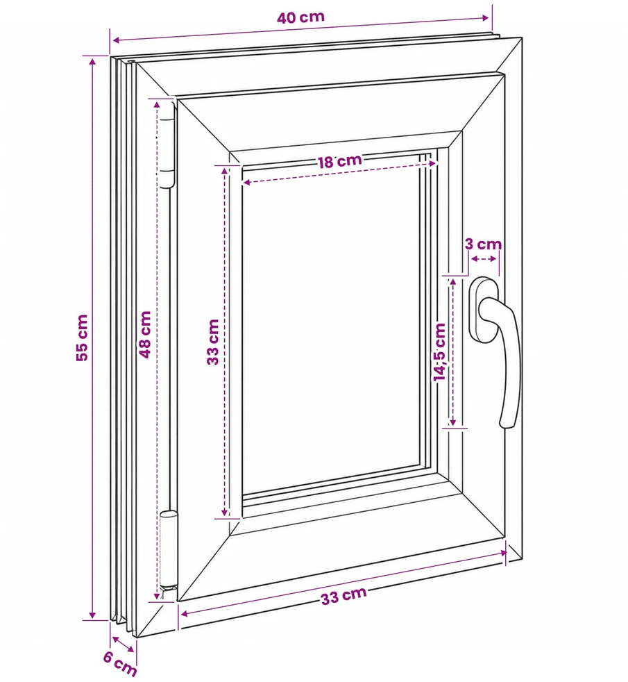 Požeminio lango RISOR 40 x 55 cm PVC ir stiklas