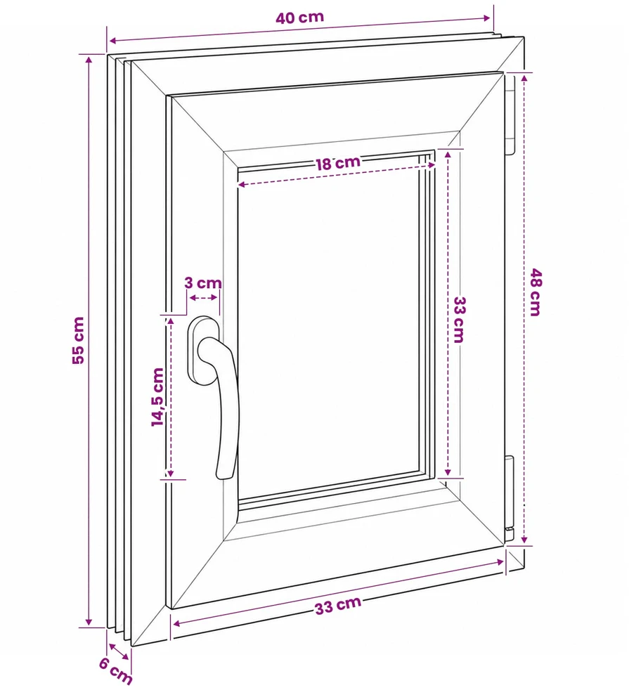 Požeminio lango RISOR 40 x 55 cm PVC ir stiklas