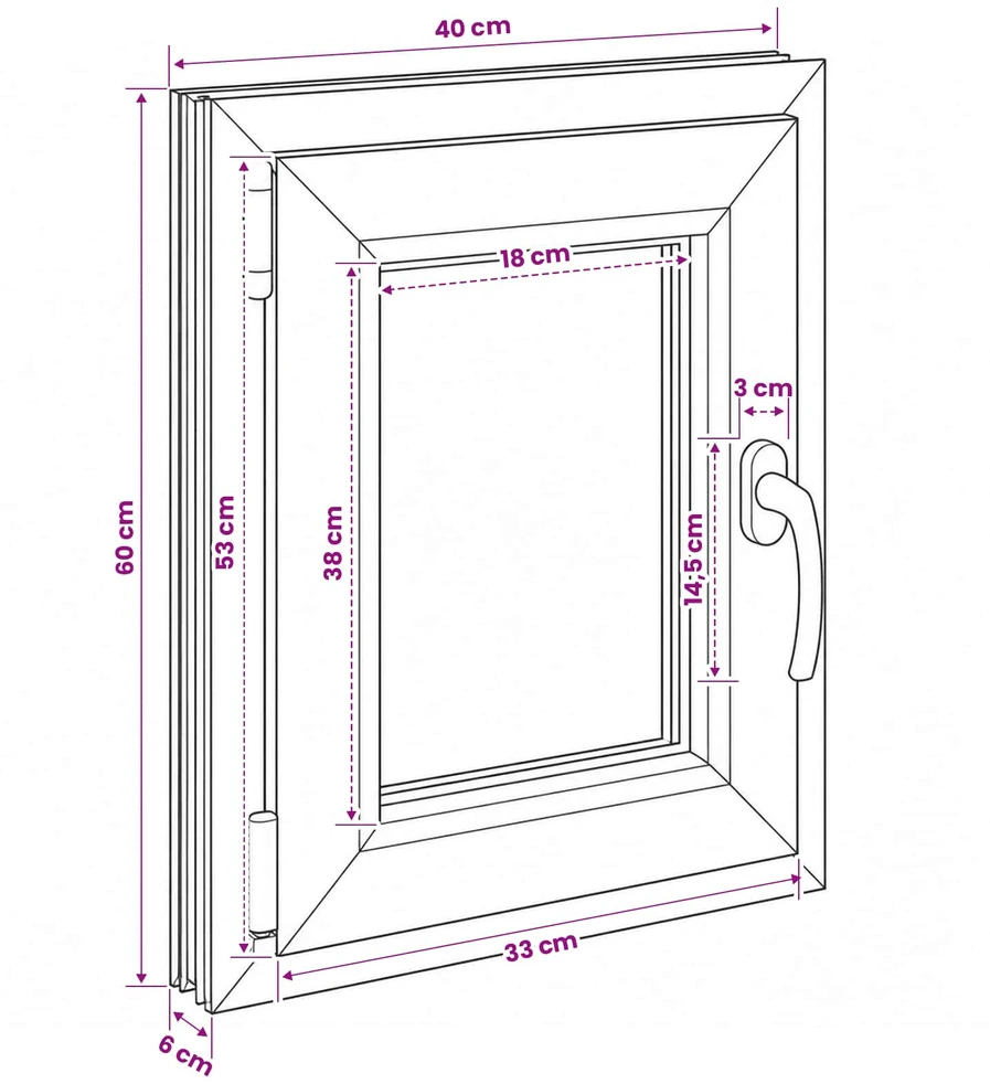 Bendras lango vidinis atspalvis baltas RISOR 40 x 60 cm