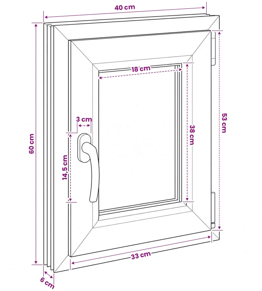 Požeminio lango RISOR 40 x 60 cm PVC ir stiklas