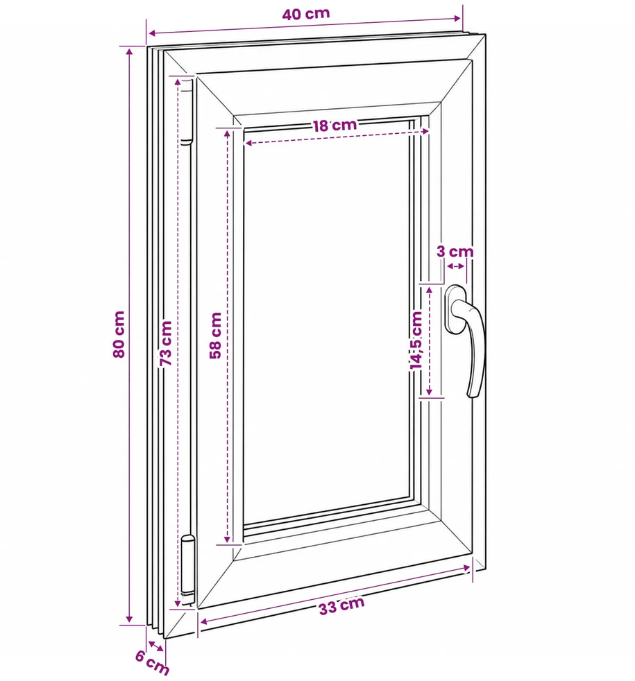Bendras lango vidinis atspalvis baltas RISOR 40 x 80 cm