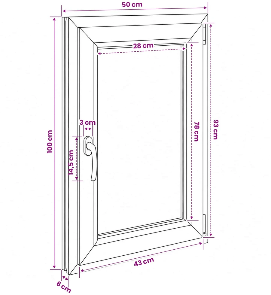 Požeminio lango RISOR 50 x 100 cm PVC ir stiklas