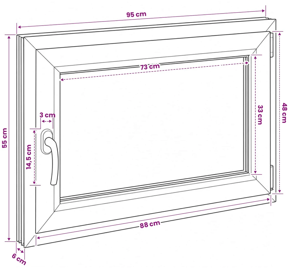 Požeminio lango RISOR 50 x 55 cm PVC ir stiklas