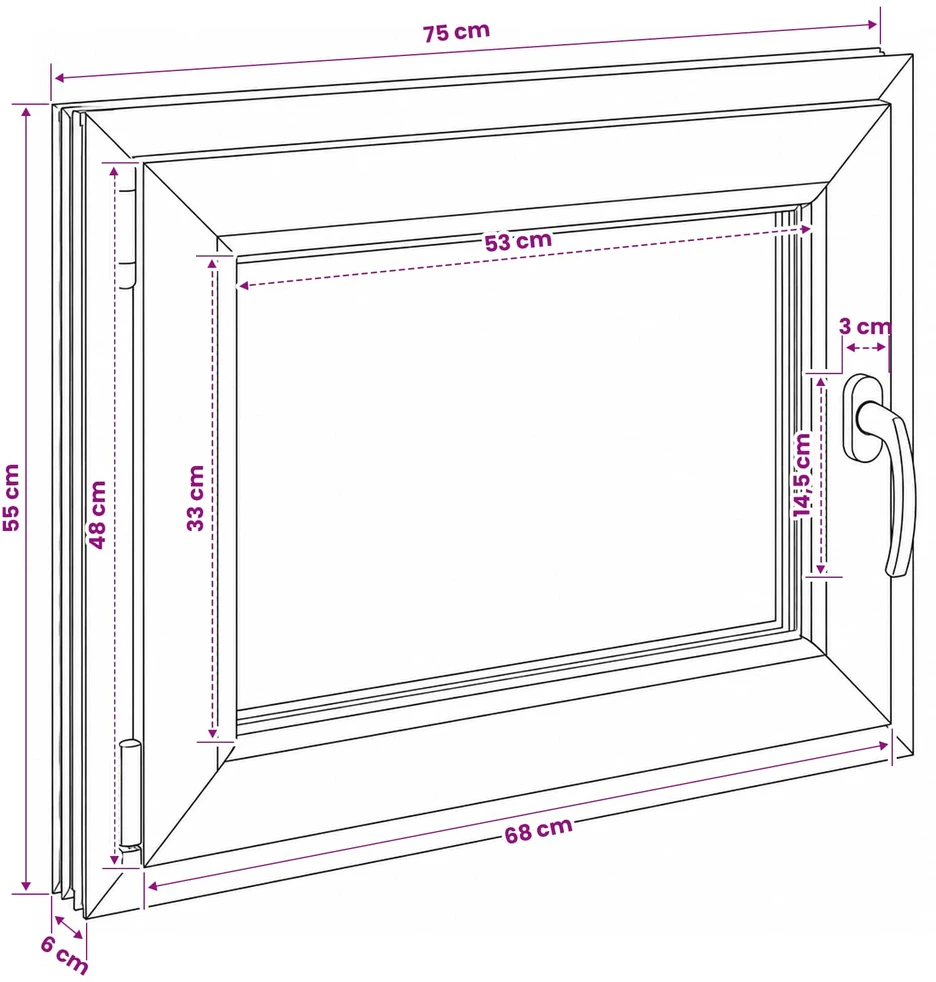 Bendras lango vidinis atspalvis baltas RISOR 50 x 55 cm