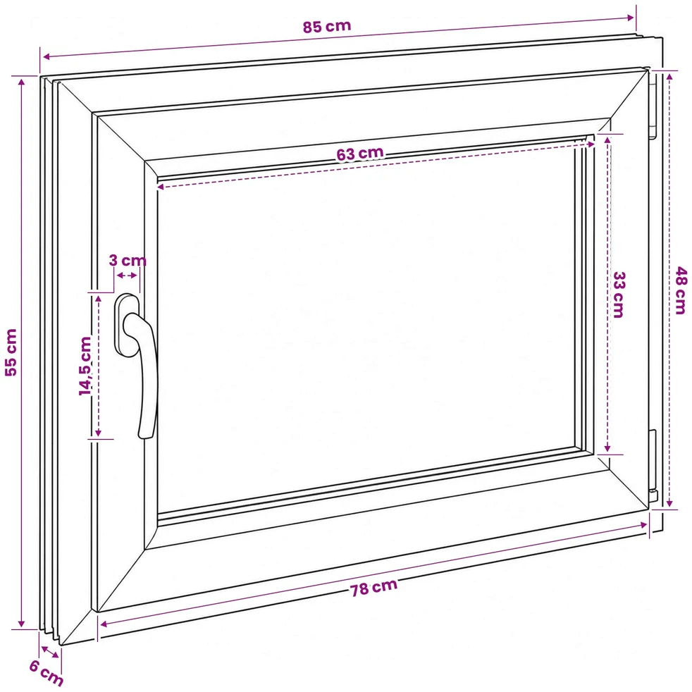 Požeminio lango RISOR 50 x 55 cm PVC ir stiklas