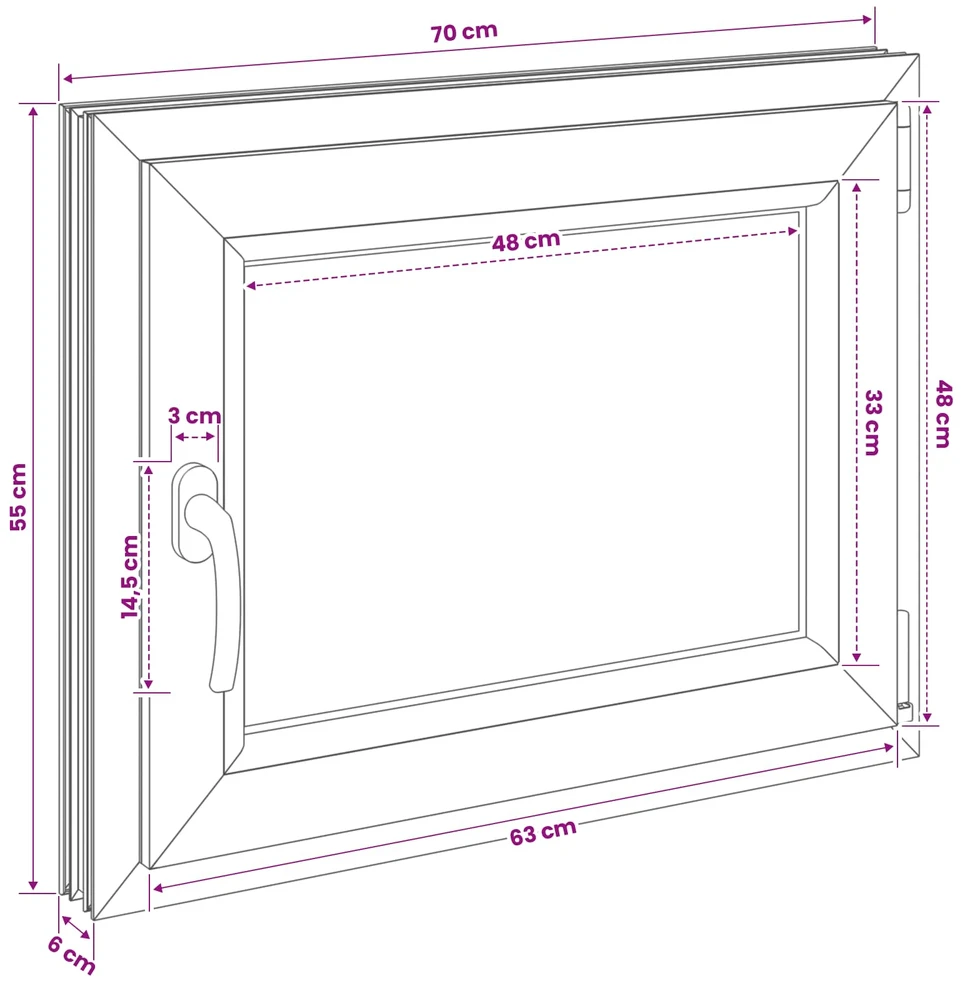 Bendras lango vidinis atspalvis baltas RISOR 70 x 55 cm