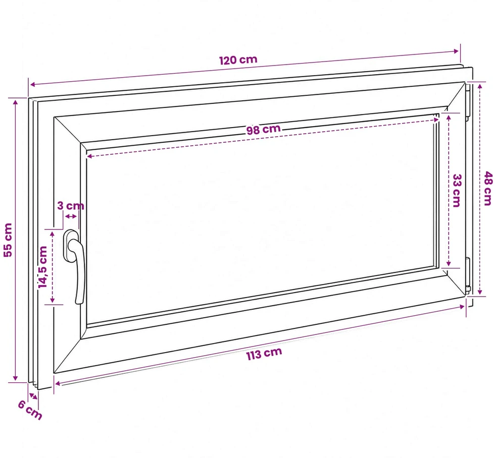 Požeminio lango RISOR 50 x 55 cm PVC ir stiklas