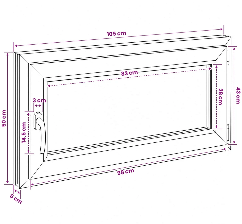 Požeminio lango RISOR 50 x 55 cm PVC ir stiklas