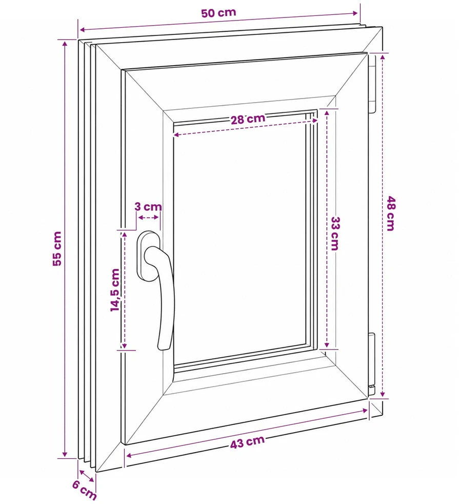 Požeminio lango RISOR 50 x 55 cm PVC ir stiklas