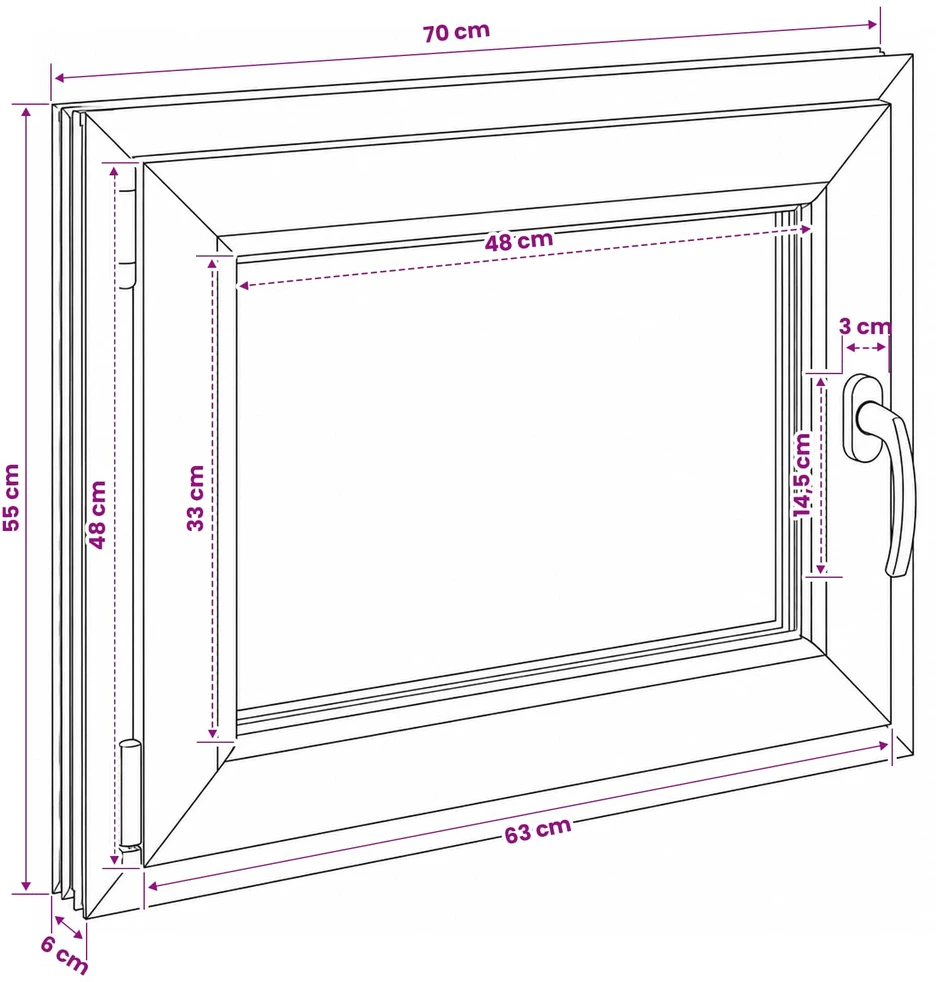Bendras lango vidinis atspalvis baltas RISOR 50 x 55 cm