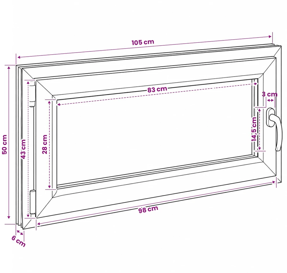 Požeminio lango RISOR 50 x 55 cm PVC ir stiklas