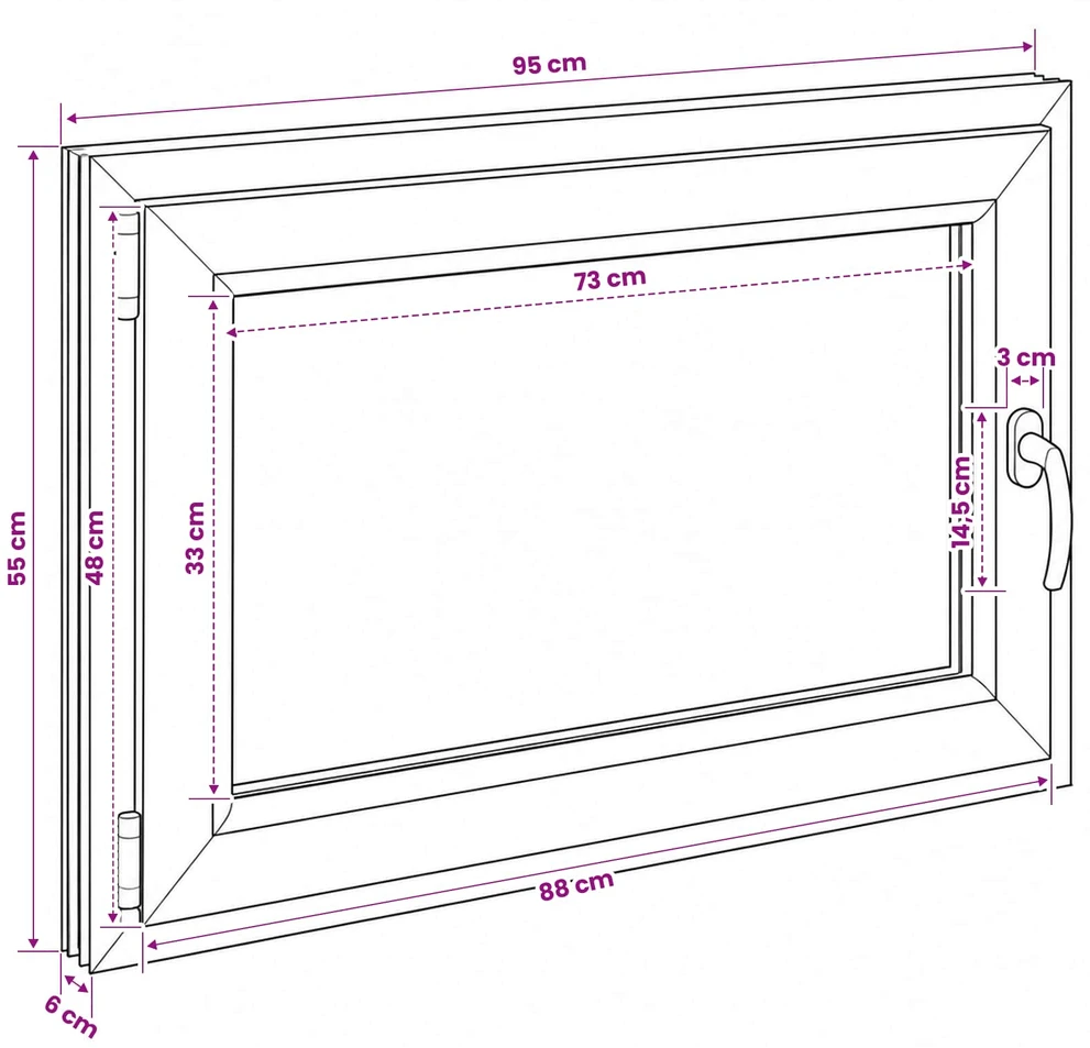 Požeminio lango RISOR 50 x 55 cm PVC ir stiklas