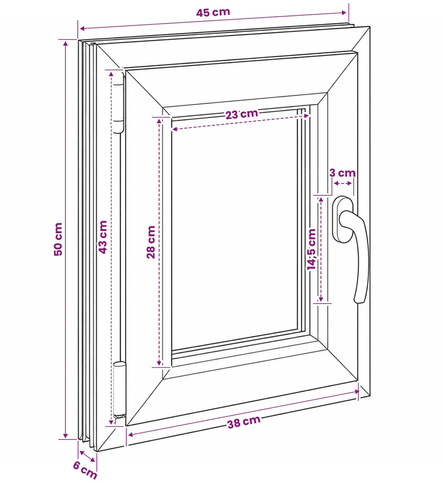 Požeminio lango RISOR 50 x 55 cm PVC ir stiklas