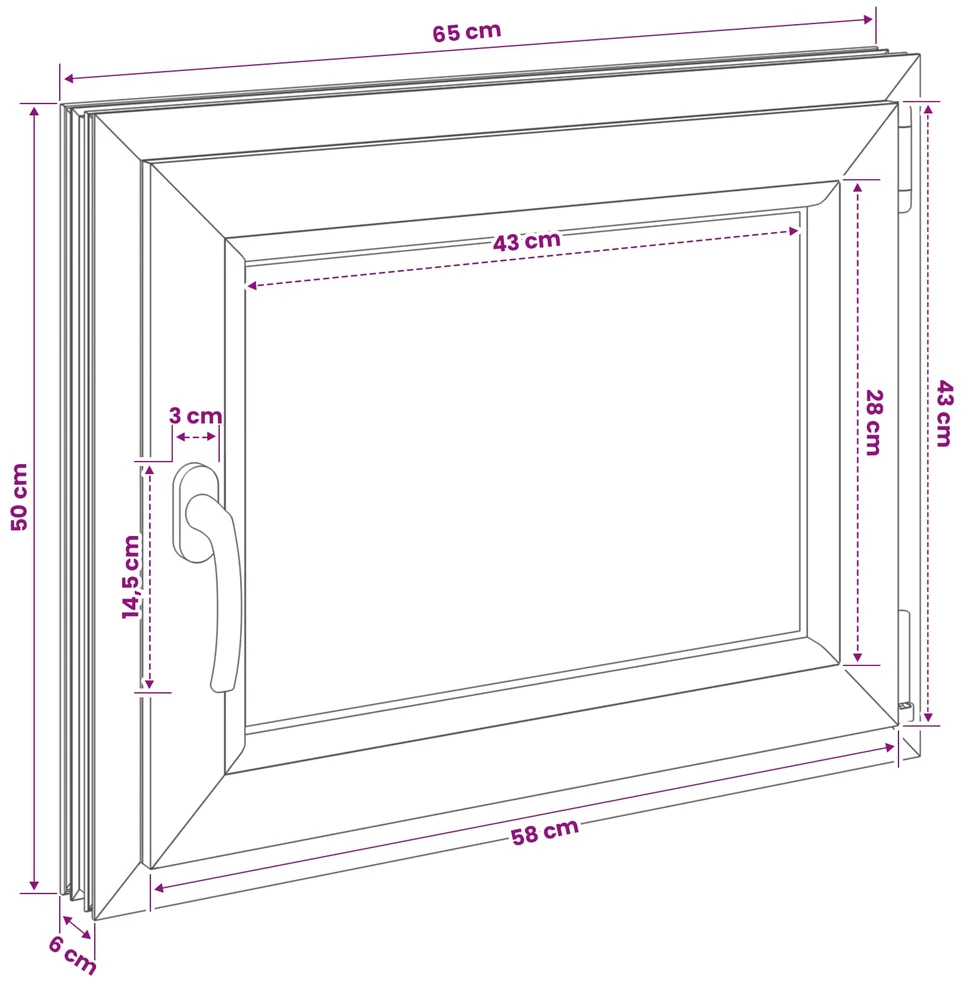 Požeminio lango RISOR 50 x 55 cm PVC ir stiklas