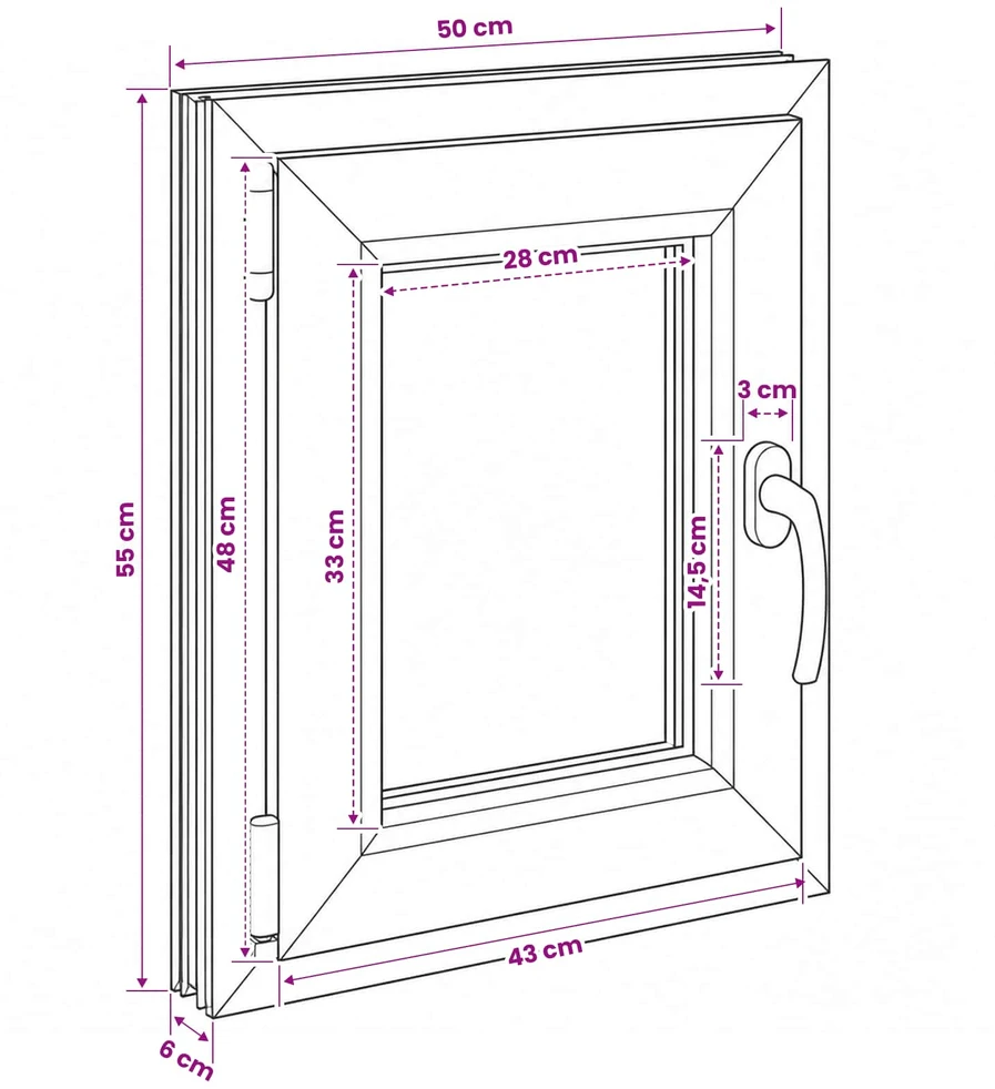 Požeminio lango RISOR 50 x 55 cm PVC ir stiklas
