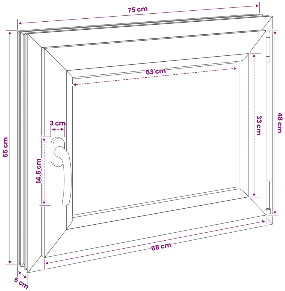 Bendras lango vidinis atspalvis baltas RISOR 75 x 55 cm