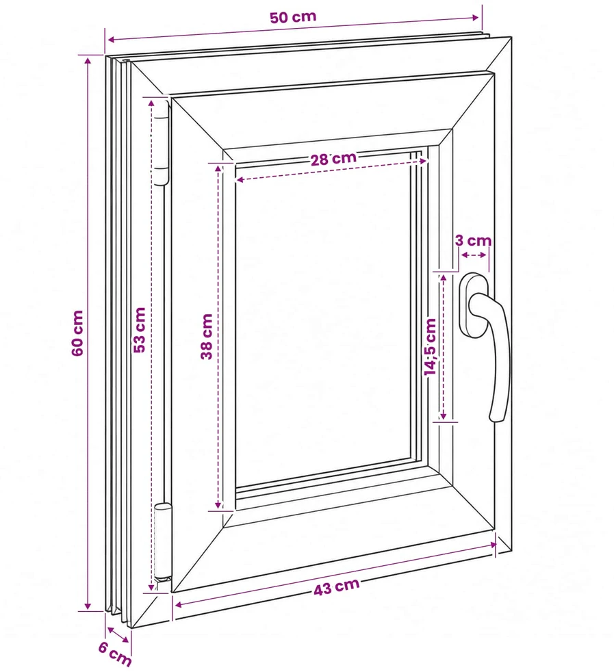 Bendras lango vidinis atspalvis baltas RISOR 50 x 60 cm