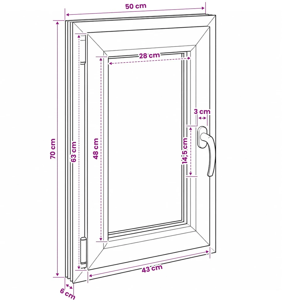Požeminio lango RISOR 50 x 70 cm PVC ir stiklas