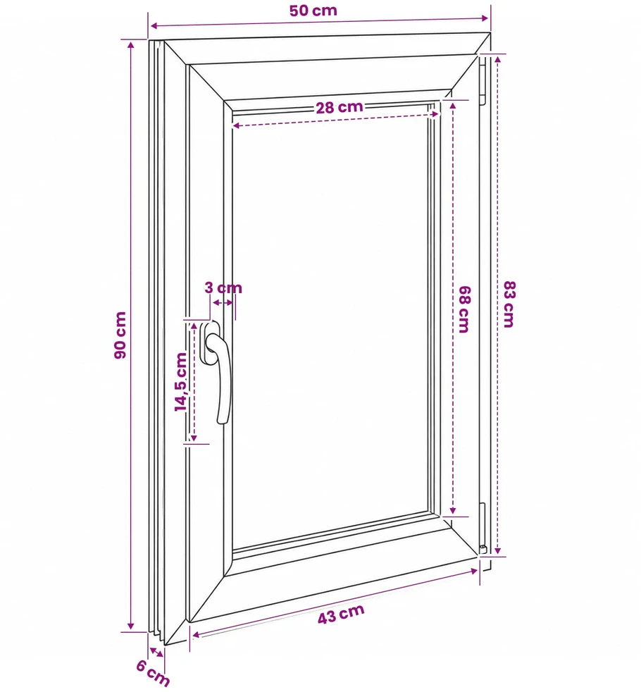 Požeminio lango RISOR 50 x 90 cm PVC ir stiklas
