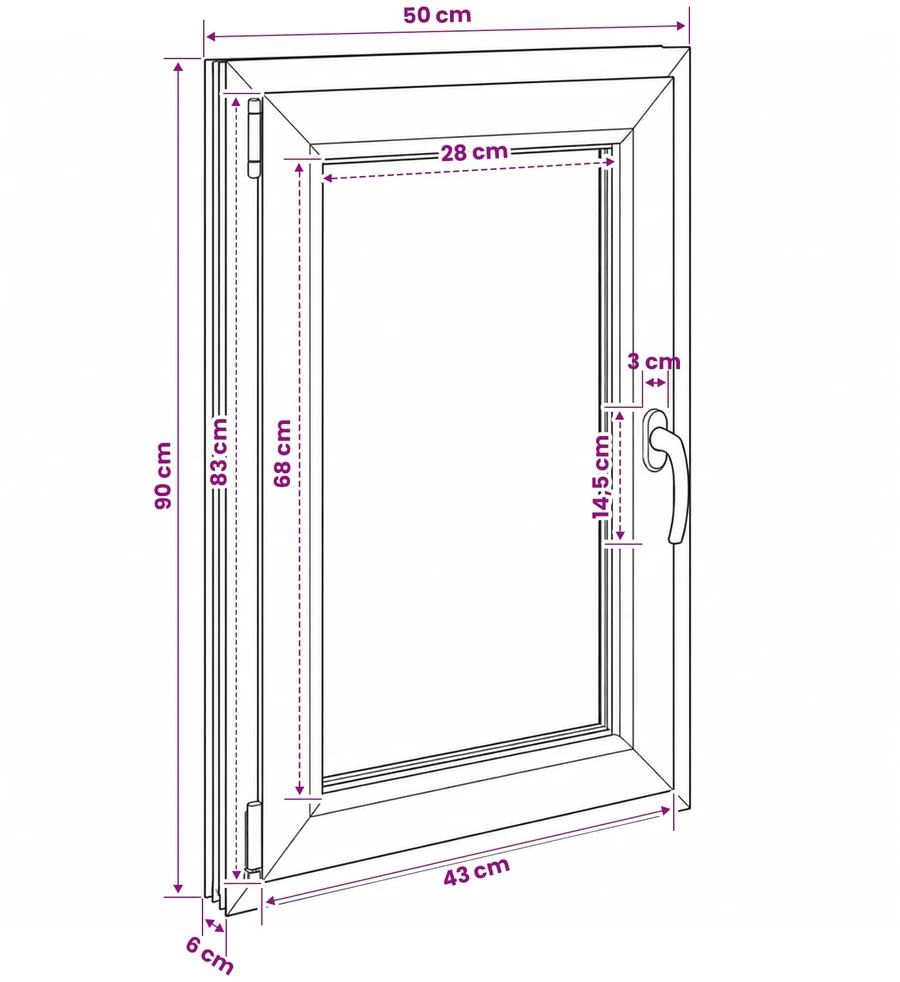 Požeminio lango RISOR 50 x 90 cm PVC ir stiklas