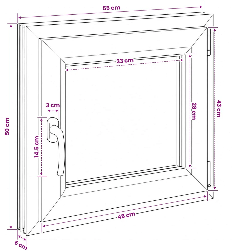 Bendras lango vidinis atspalvis baltas RISOR 55 x 50 cm