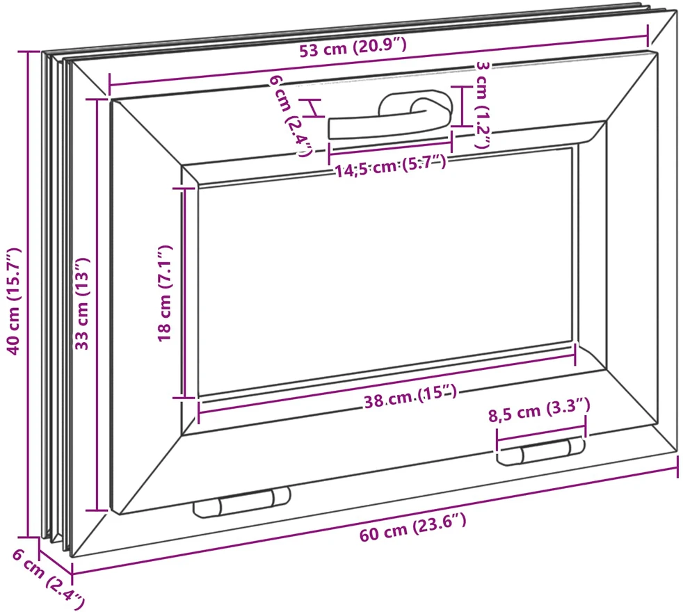 Požeminio lango RISOR 60 x 40 cm PVC ir skaidrus, lygus stiklas