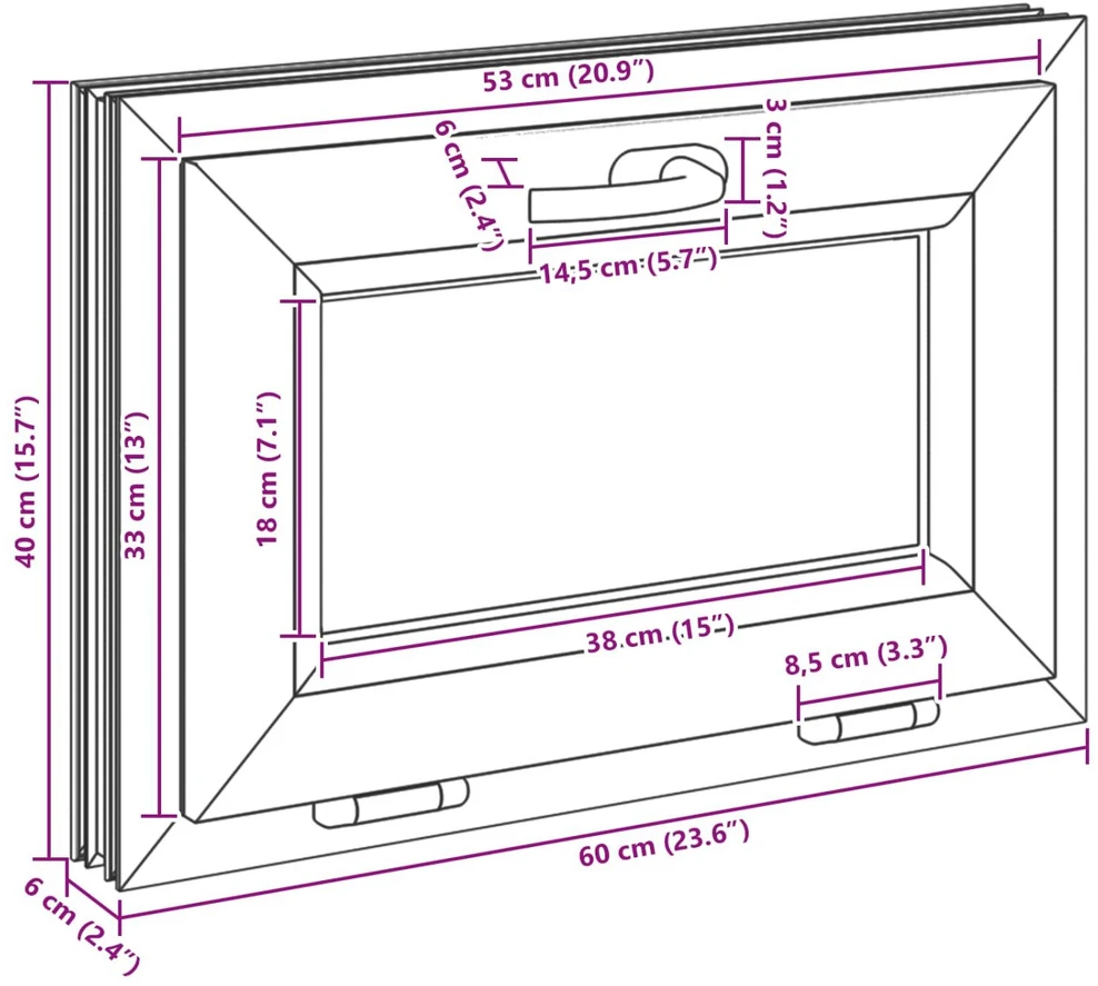 Požeminio lango RISOR 60 x 40 cm PVC ir stiklas