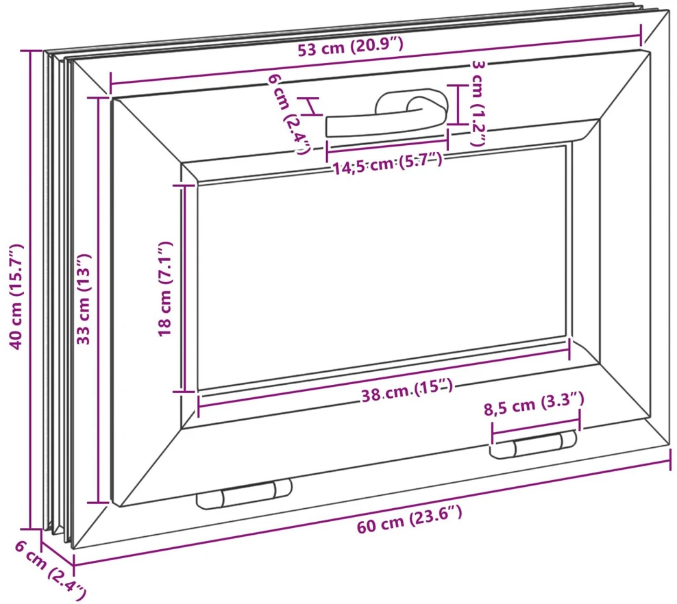 Požeminio lango RISOR 60 x 40 cm PVC ir stiklas