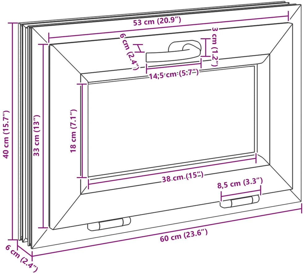 Požeminio lango RISOR 60 x 40 cm PVC ir skaidrus, lygus stiklas