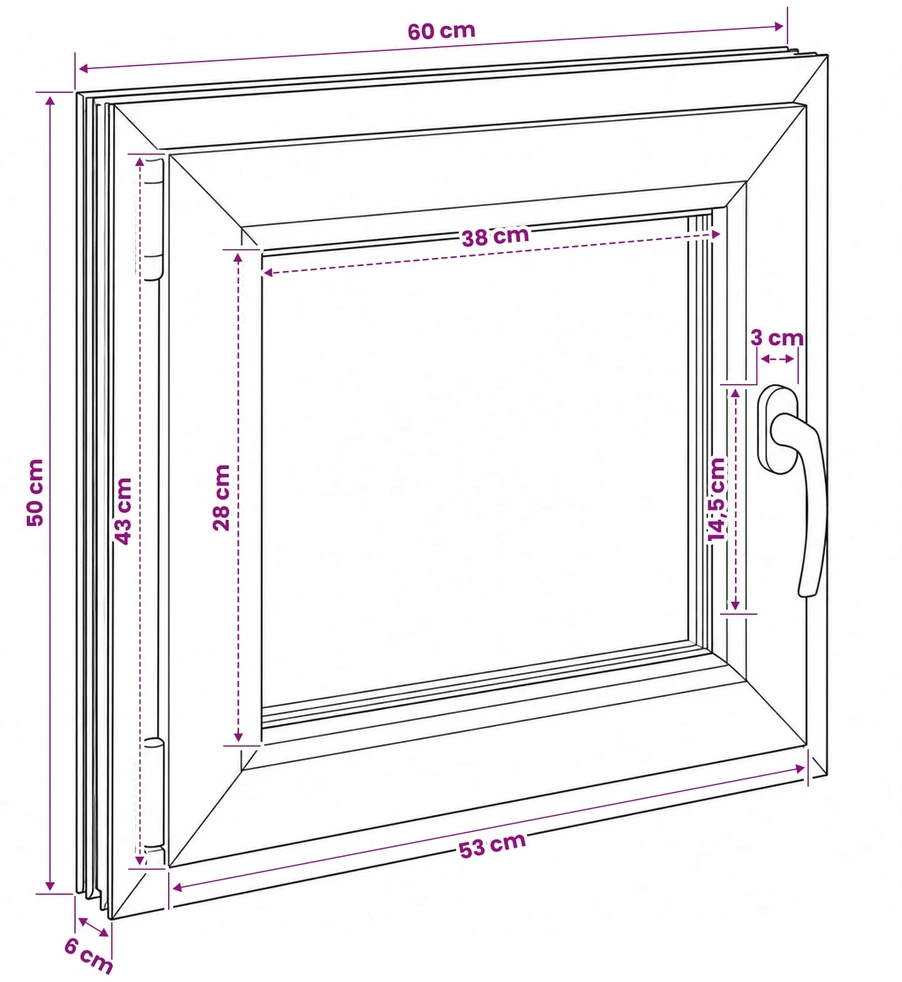 Bendras lango vidinis atspalvis baltas RISOR 60 x 50 cm