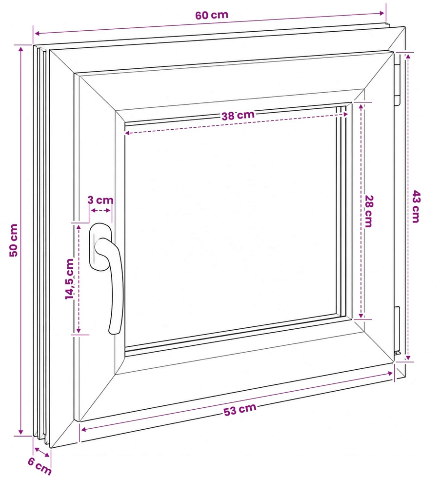 Bendras lango vidinis atspalvis baltas RISOR 60 x 50 cm