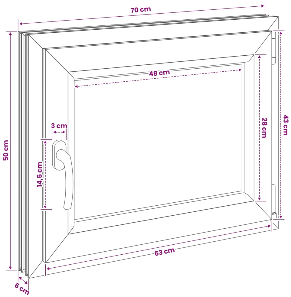 Požeminio lango RISOR 70 x 50 cm PVC ir stiklas