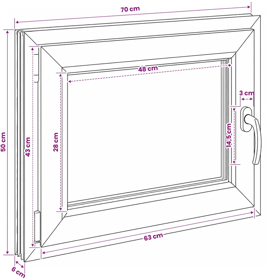 Bendras lango vidinis atspalvis baltas RISOR 70 x 50 cm