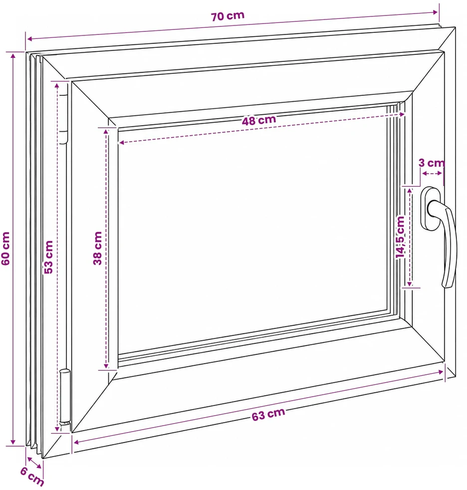 Požeminio lango RISOR 70 x 60 cm PVC ir stiklas