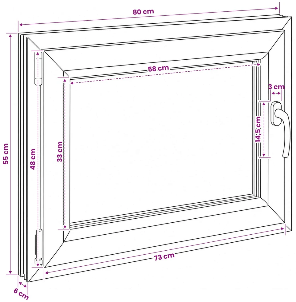Požeminio lango RISOR 80 x 55 cm PVC ir stiklas