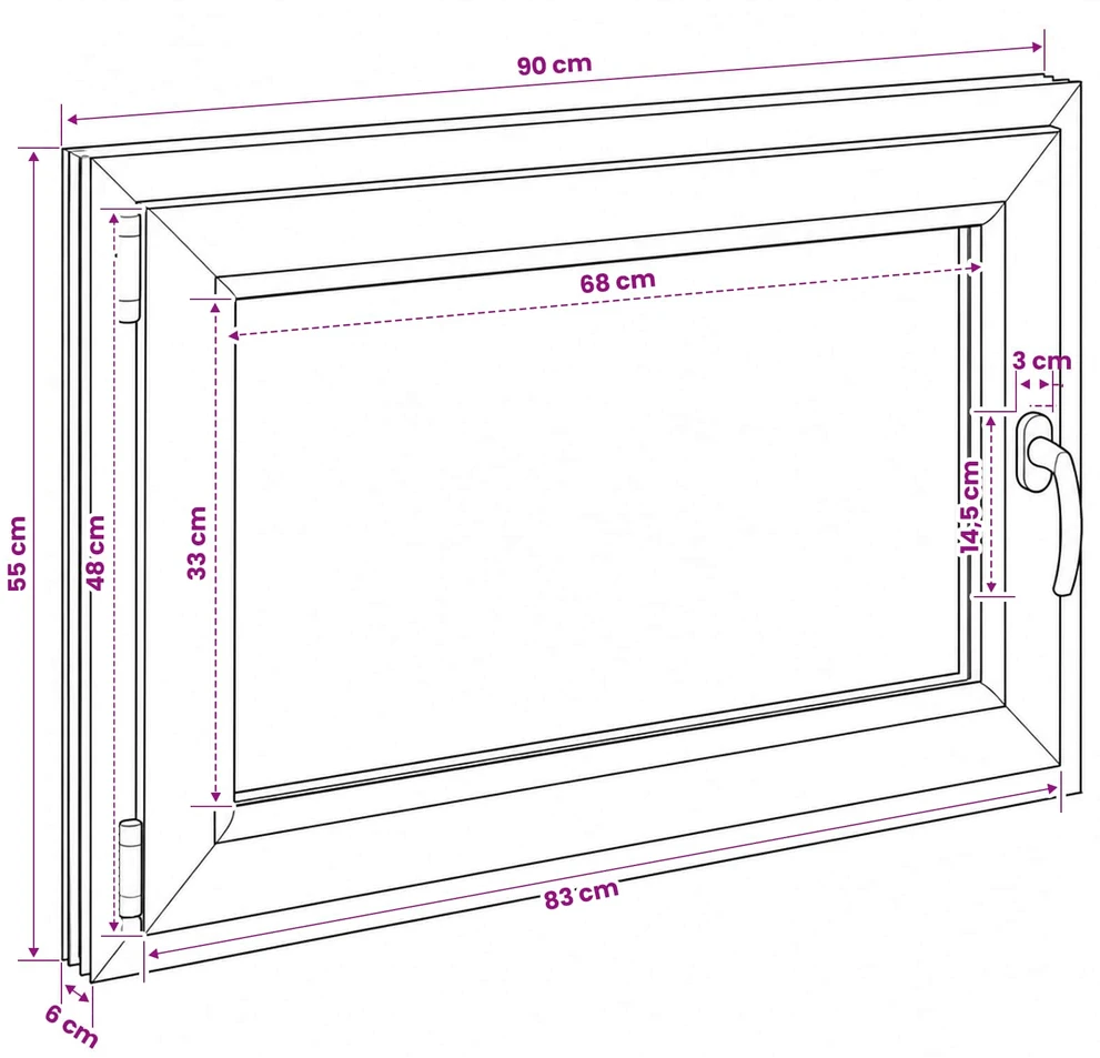 Bendras lango vidinis atspalvis baltas RISOR 90 x 55 cm