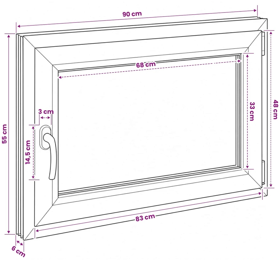 Požeminio lango RISOR 90 x 55 cm PVC ir stiklas