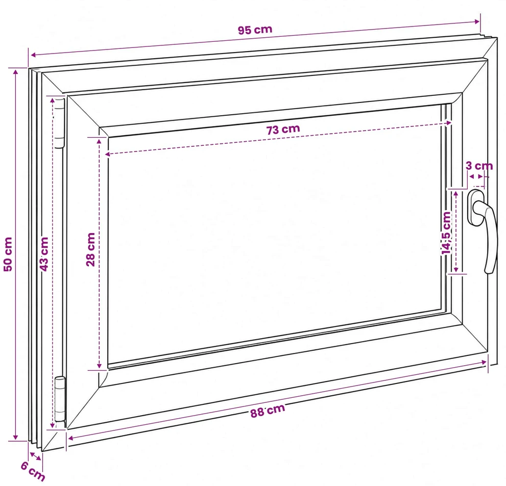 Požeminio lango RISOR 95 x 50 cm PVC ir stiklas