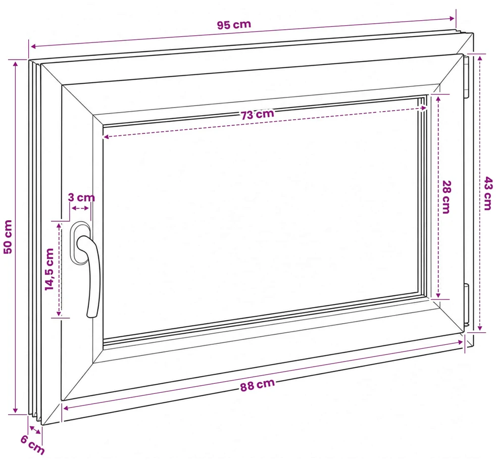 Požeminio lango RISOR 95 x 50 cm PVC ir stiklas