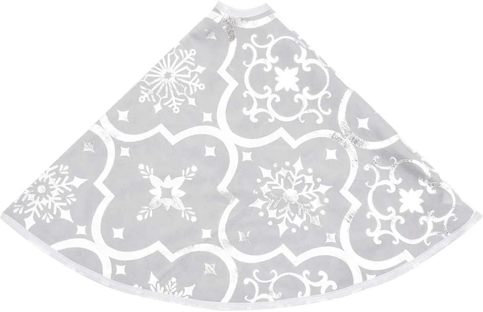 Prabangus kilimėlis po eglute su kojine, balti, 90cm, audinys